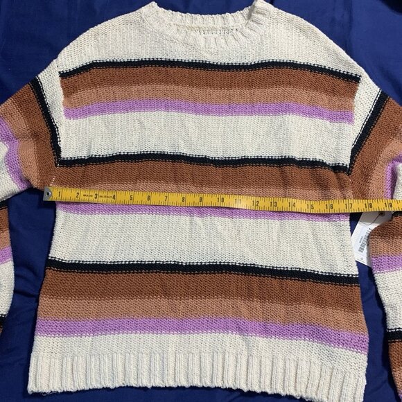 NWT Billabong Seeing Double Multicolored Crewneck Striped Sweater Size Medium - Picture 12 of 13